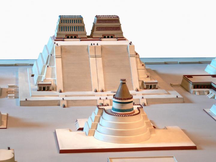 Model van de Templo Mayor, het heilige hart van het Azteekse rijk,