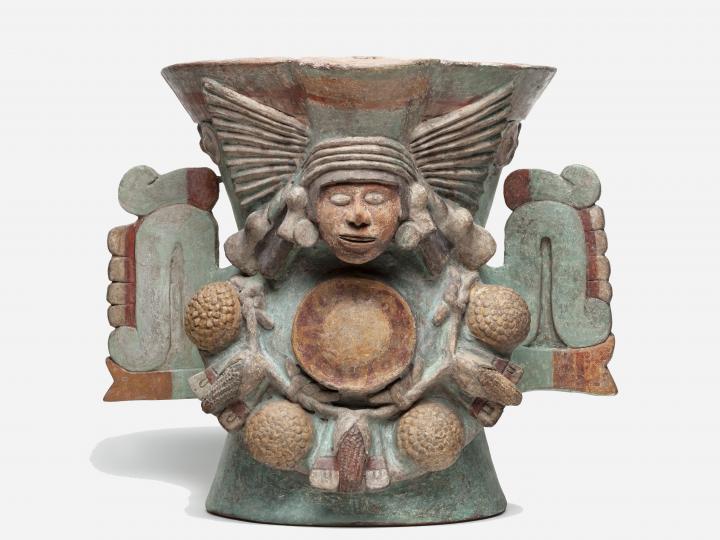 Wierookbrander van de godin van het zoete water, Museo de Antropología, 10-1125; Mexico, Azteeks; 1450 - 1520; Aardewerk en pigment; 55.2 cm x 64.3 cm x 49.4 cm